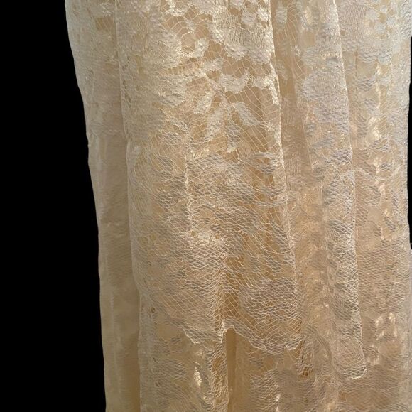 1970’s Lace & Silk Wedding Prom Dress  Size 7/8 - Picture 9 of 13